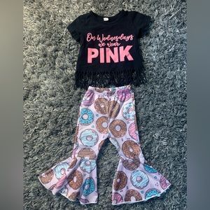 On Wednesday we wear pink bell bottom outfit  size  12-18 months